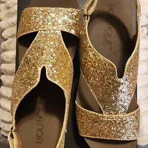 NEW Corkys‎ Womens Carley Glitter Studded Slingback Wedge Casual Shoes Size 10